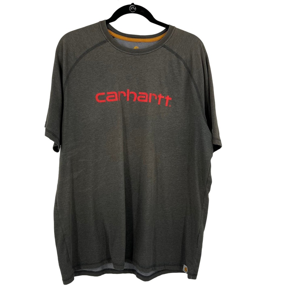 Carhartt Short Sleeve Crew Neck‎ Tshirt Dark Gray Front Logo Graphic Men's XL